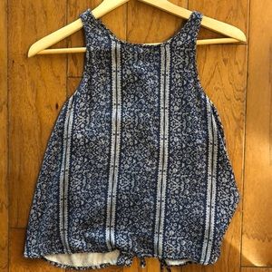 Floral cream and navy tank